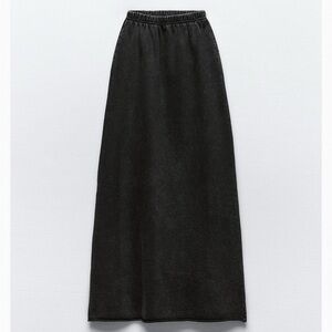 Zara Black Elastic-Waist Maxi Skirt - Women